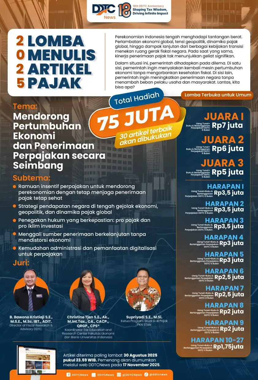 Ikuti! Lomba Menulis Artikel Pajak DDTCNews, Berhadiah Total Rp75 Juta
