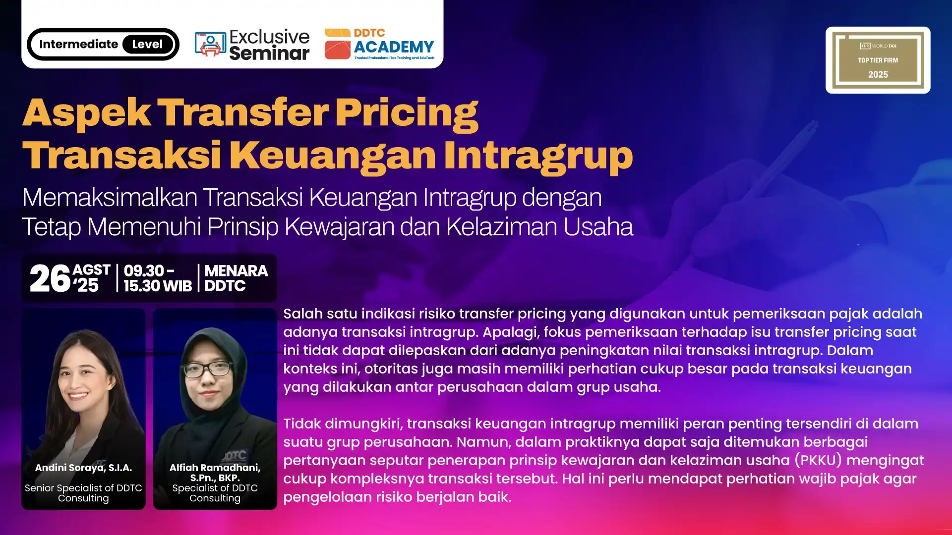 Pahami Transfer Pricing Transaksi Keuangan Intragrup Lewat Seminar Ini