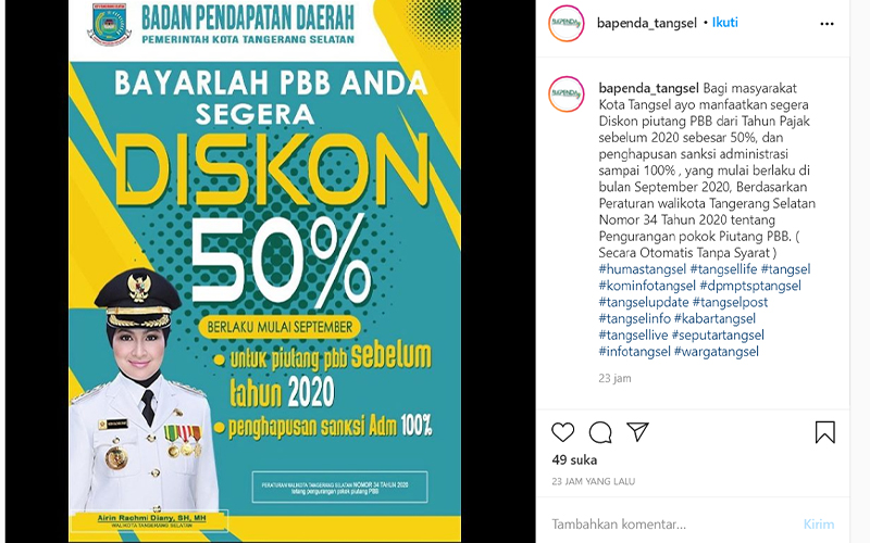 Buat Warga Tangsel! Diskon dan Pemutihan Pajak PBB Dimulai Hari Ini