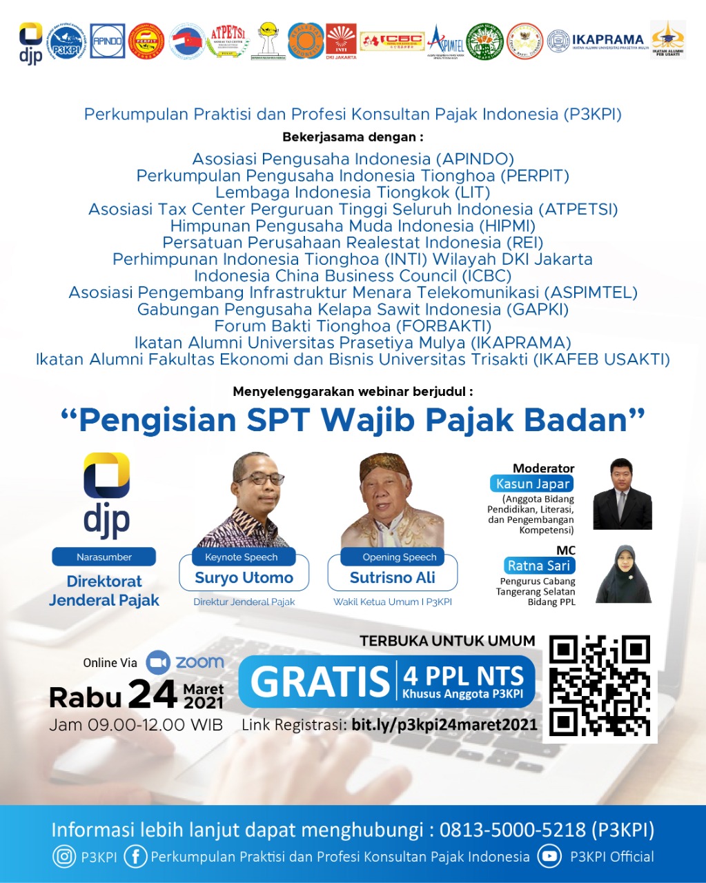 Gratis, P3KPI Gelar Webinar Pengisian SPT Wajib Pajak Badan