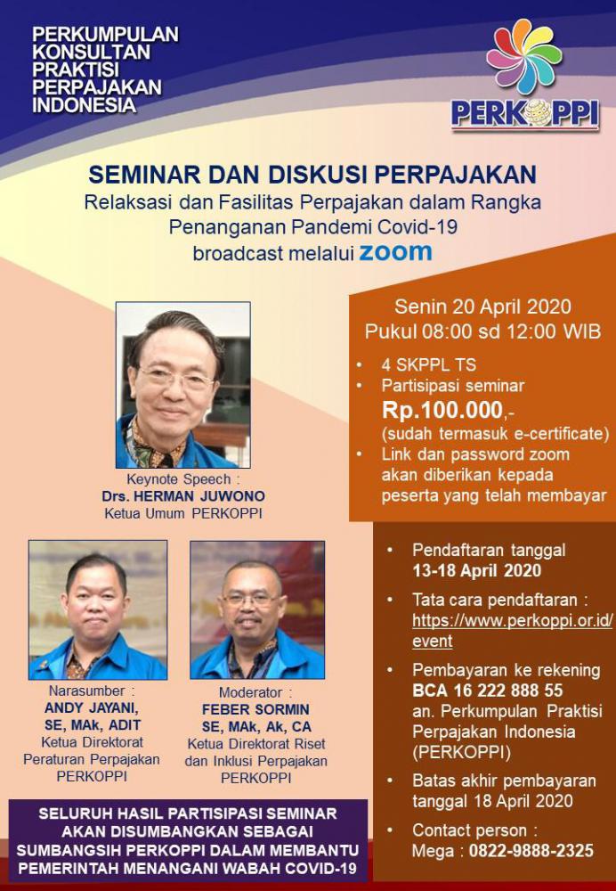 Perkoppi Gelar Seminar Online Soal Fasilitas Pajak Penanganan Covid 19
